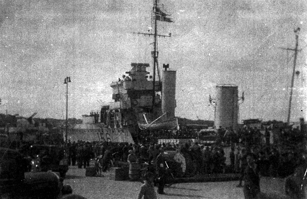 HMS Wolfhound flying the Norwegian Flag at Stavanger