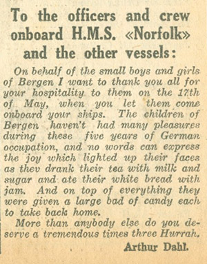 Morgenavisem press cutting 19 May 1945